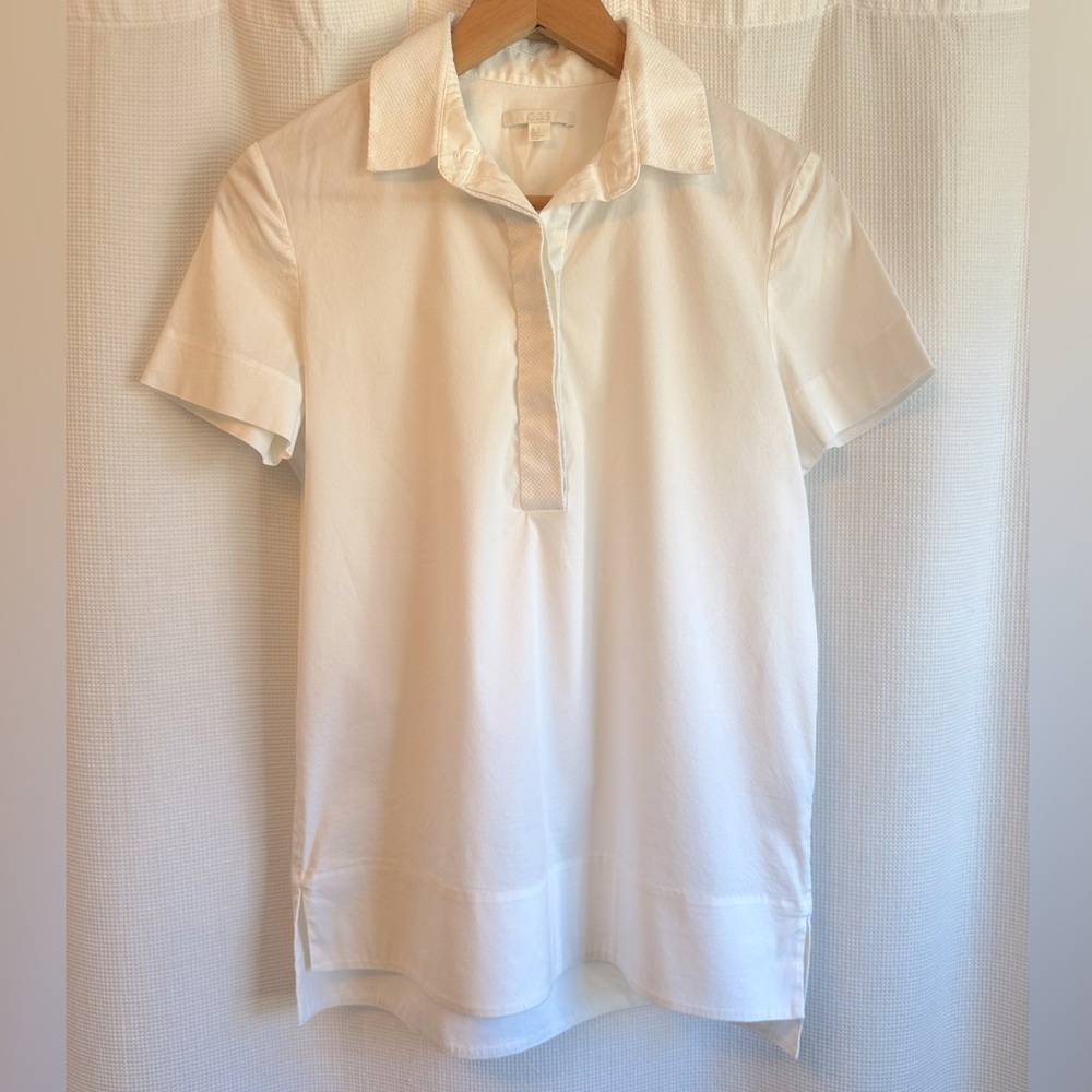 COS White Cotton Blend Short Sleeve Shirt, 2